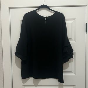 Black Ruffle Sleeve Blouse